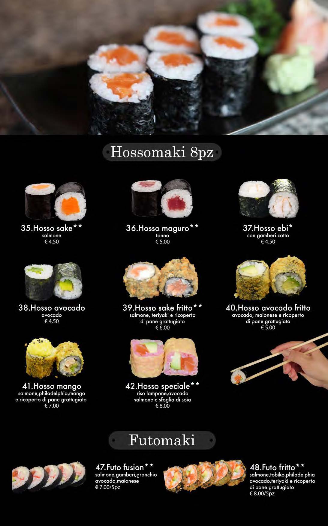 attimi ristorante giapponese padova menù cena pagina 06 hossomaki futomaki