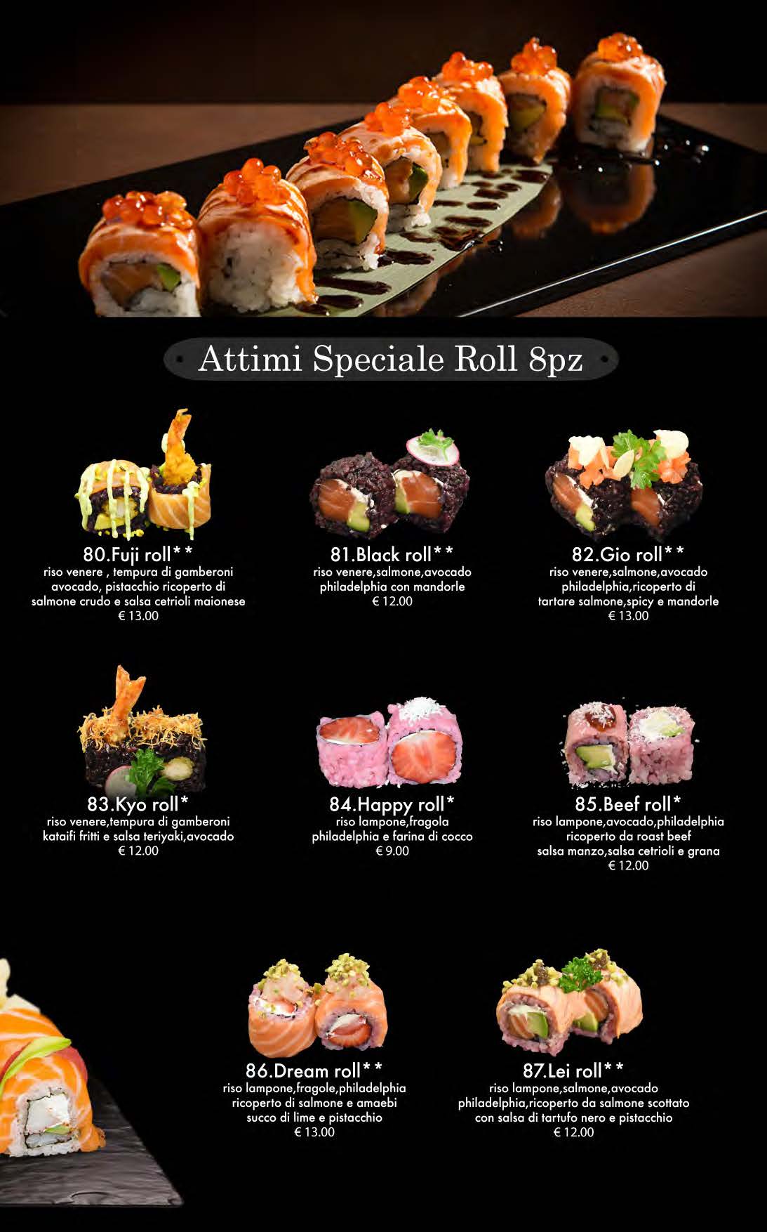 attimi ristorante giapponese padova menù cena pagina 09 speciale roll