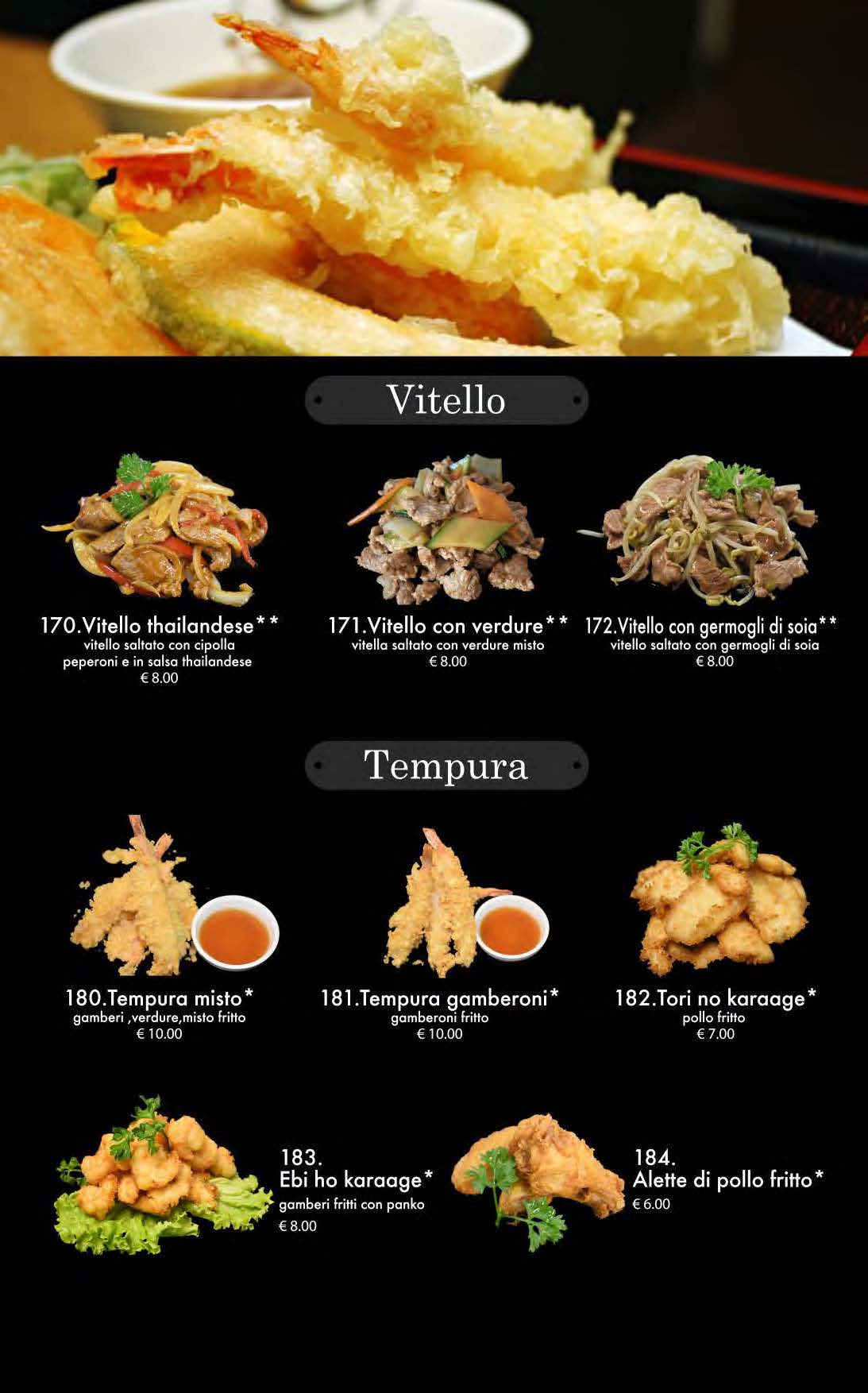 attimi ristorante giapponese padova menù cena pagina 17 vitello tempura