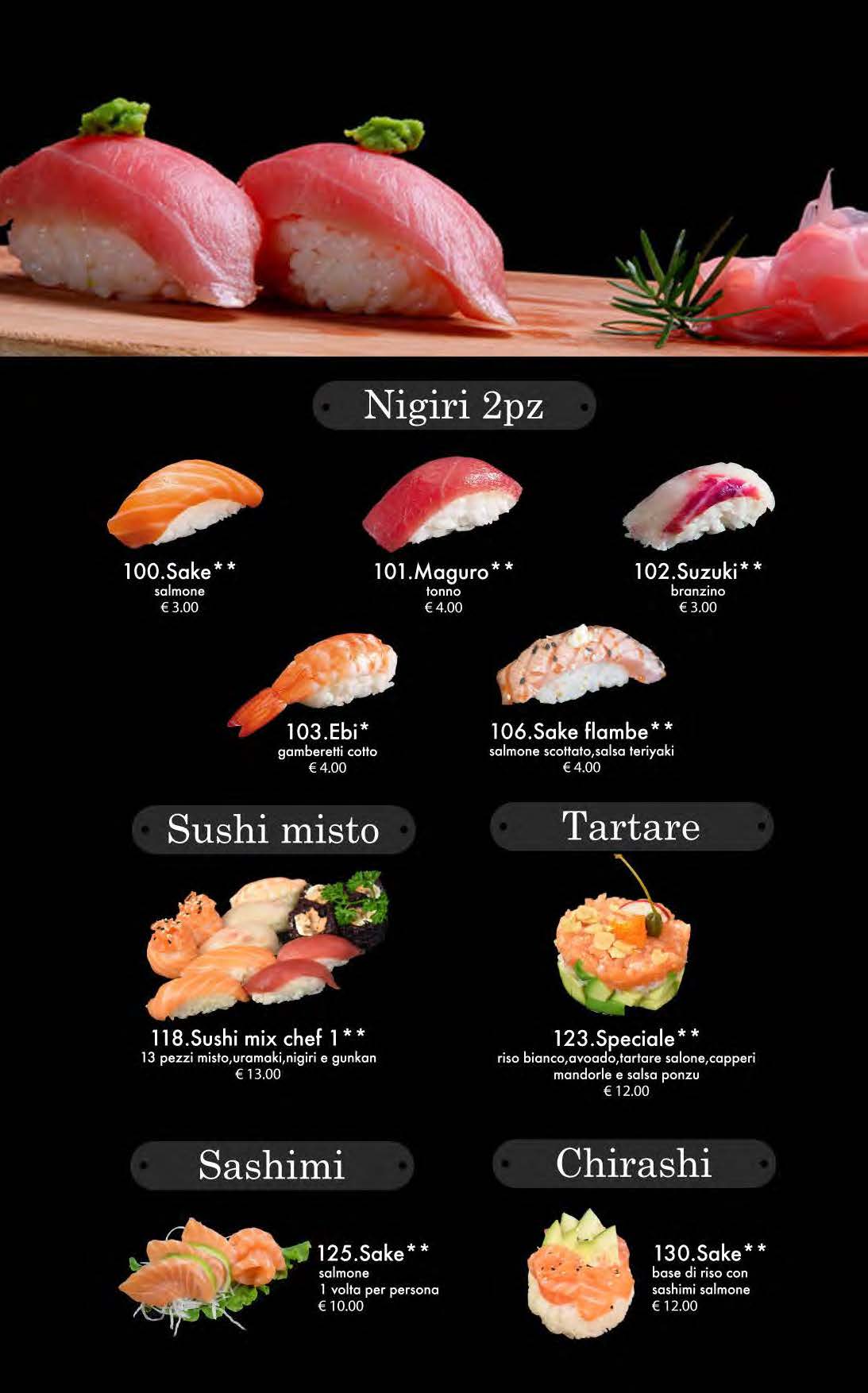 attimi ristorante giapponese padova menù pranzo pagina 07 nigiri tartare sashimi chirashi sushi mix