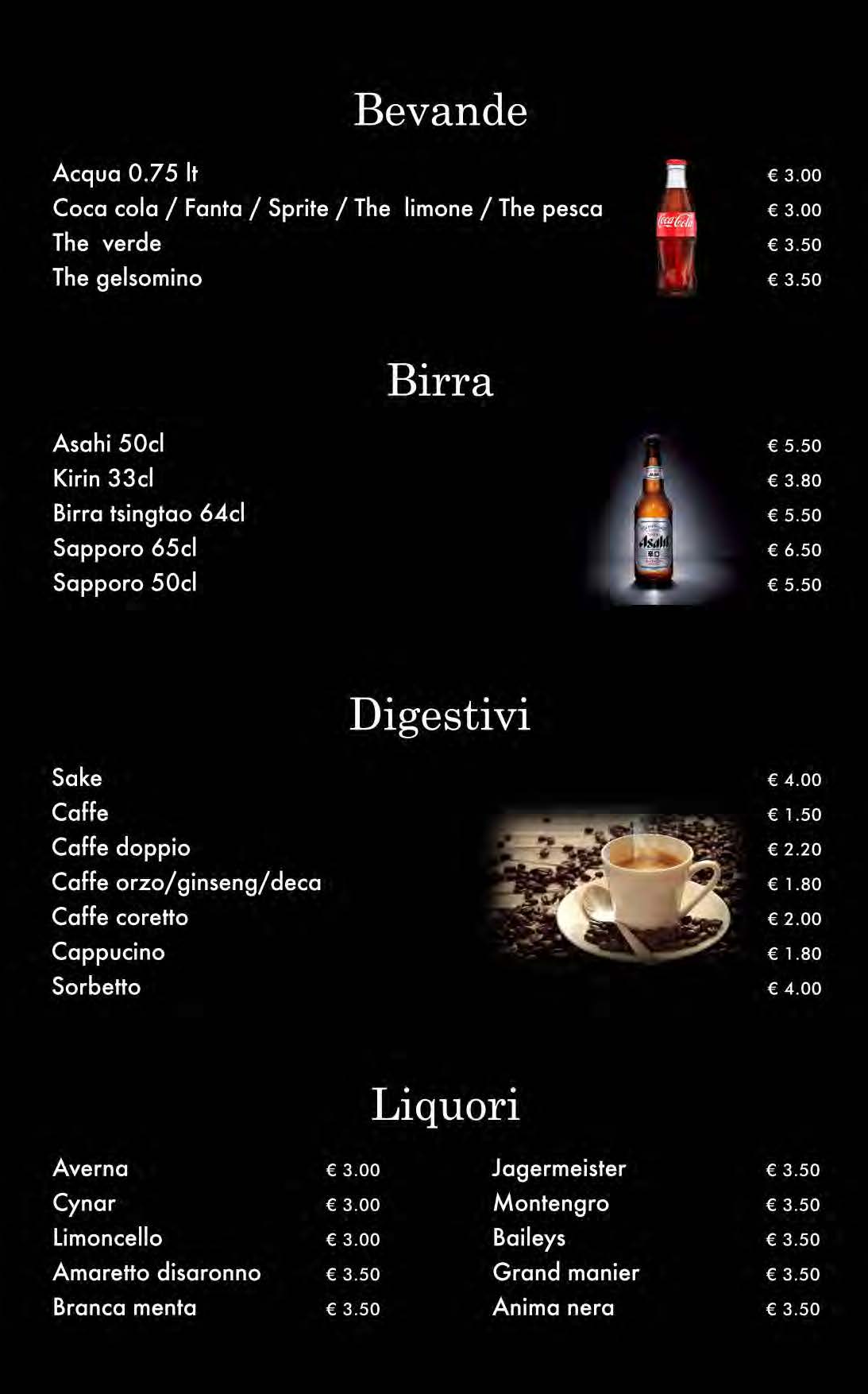 attimi ristorante giapponese padova menù pranzo pagina 12 bevande birra digestivi liquori